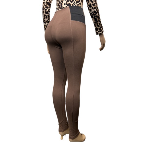 Nina Rossi Casual Ponte Leggings Pants, High Waist Brown Black size S NWOT - Picture 11 of 14